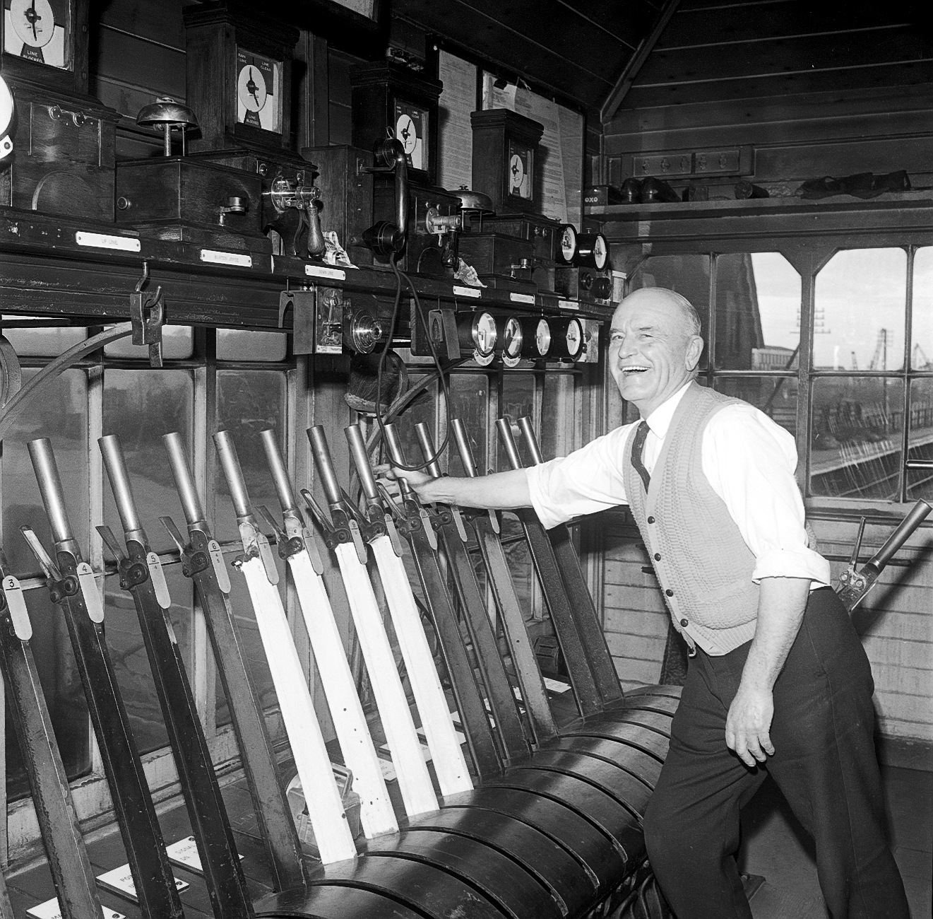 Signalman Jack Hammond in Lowdham signal box in 1969