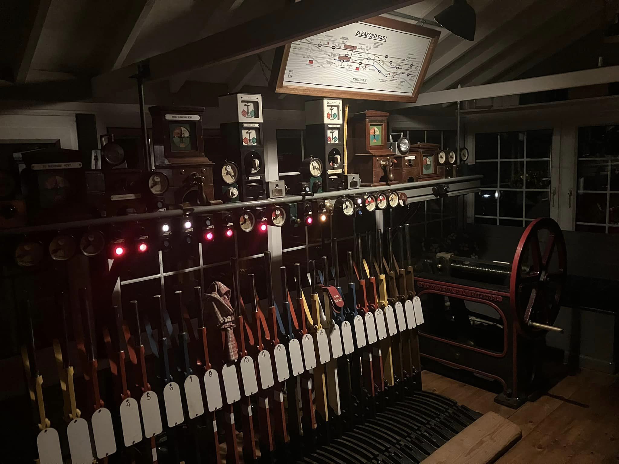 Inside Sleaford East signalbox.