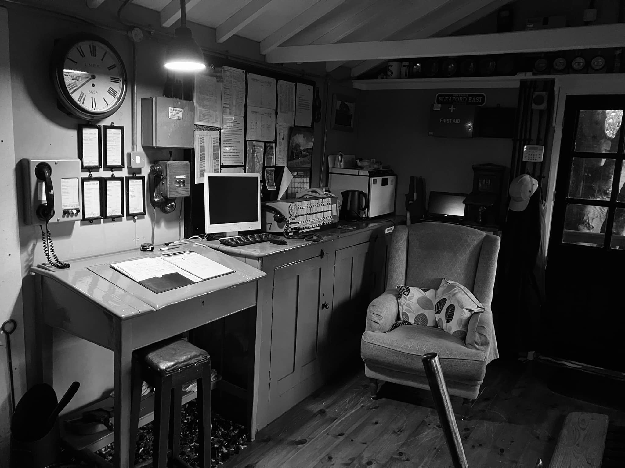 Inside Sleaford East signalbox.